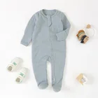 Onesie Baby Pajama Grass Green Ribbed Baby Footed Onesie Pajamas One-piece Clothes