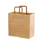 Shopping White Paper Bag Recycle White Kraft Paper Bag With Flat Handle Shopping Bags For Paper