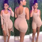 Clothing 0820M239 Hot Selling Fashion Casual Skinny 2 Pcs Track Suit Outfits 2 Piece Shorts Set Women Clothing