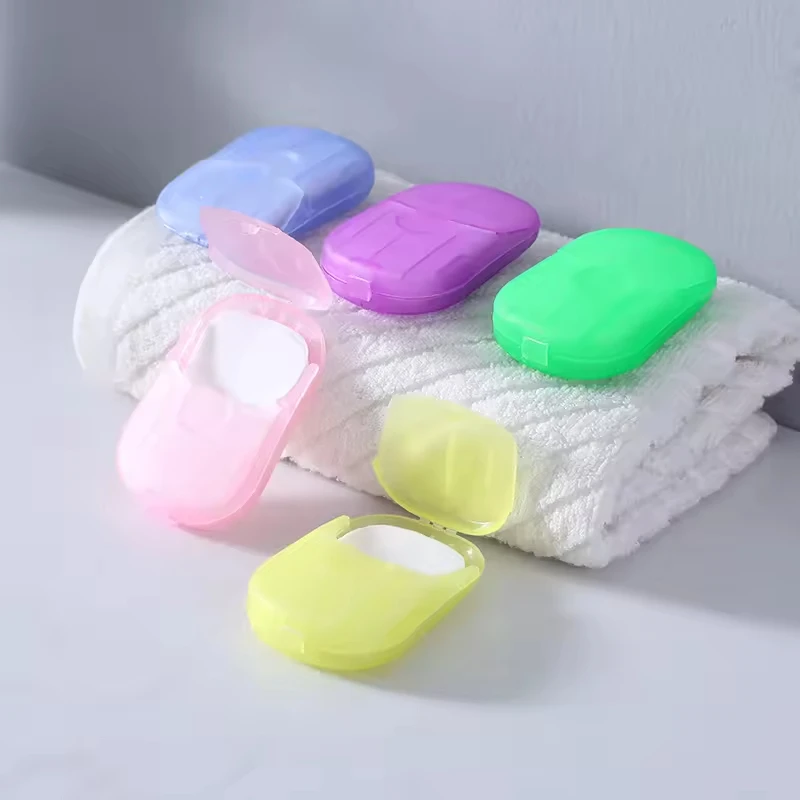 Travel Size Disposable Soap Box Mini Portable Disposable Travel Paper Soap Sheets  Foaming Hand Washing Bath Scented Paper Soap