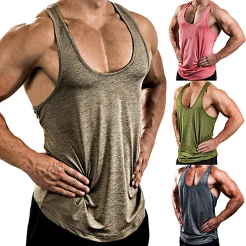 compression sleeveless blank running stringer y back tank top for men