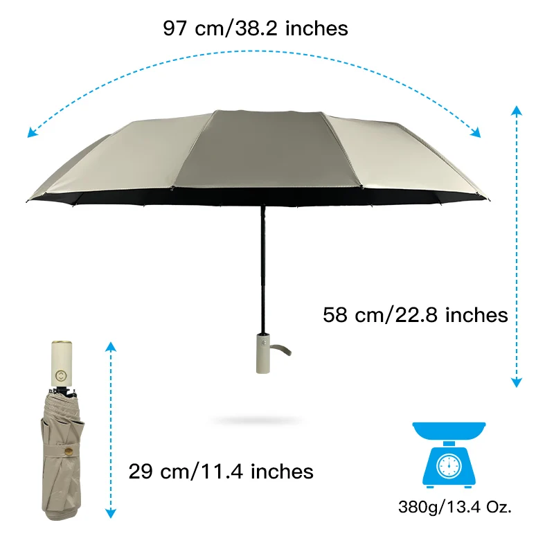 Portable 12 Rib 23Inch Reverse Automatic3 Folding waterproof  With Silver Strip Anti- Wind Storm Umbrella with logo for sale