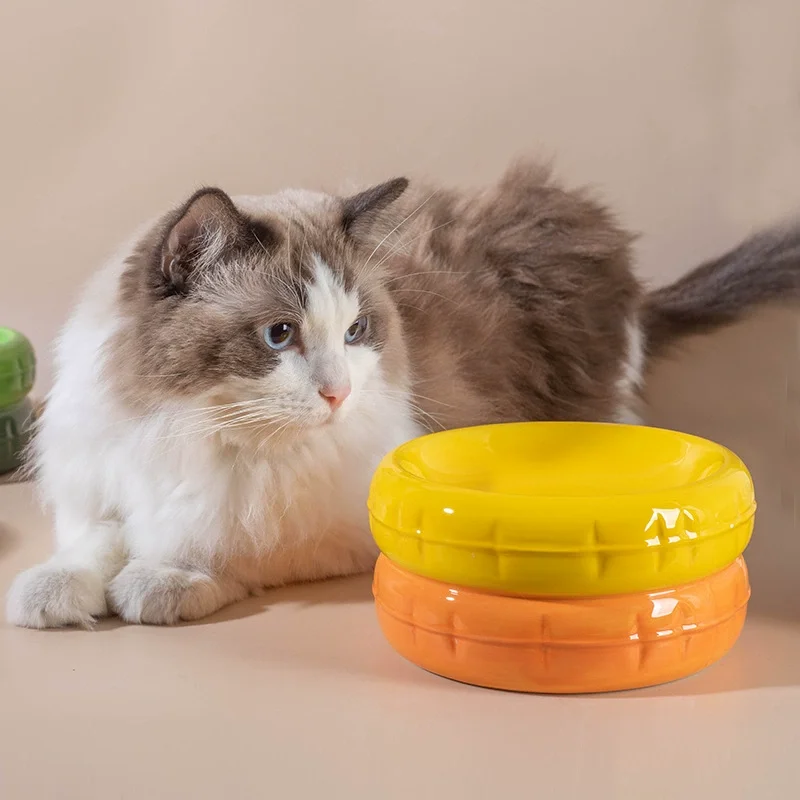 High quality ceramic pet bowl eating and drinking high foot bowl cervical protection cat dog bowl Pet supplies supplier