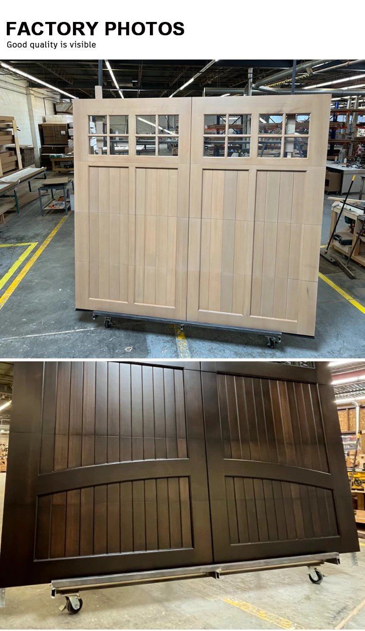 Manufacturer Direct Fumigation-free Wooden Garage Doors with Glass 11