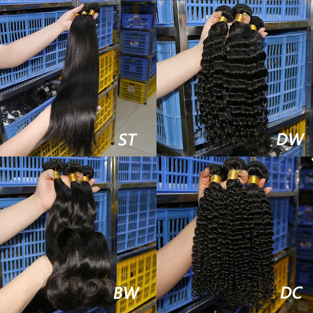 Hot Sale Wholesale Raw Hair Unprocessed Virgin Pretty Black Star Kinky Straight Human Hair Weave