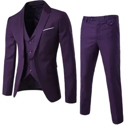 3 Piece Men's Wedding Suits Slim Business Office Jackets Sets Plus Size Blazer+ Pants + Vest for Men