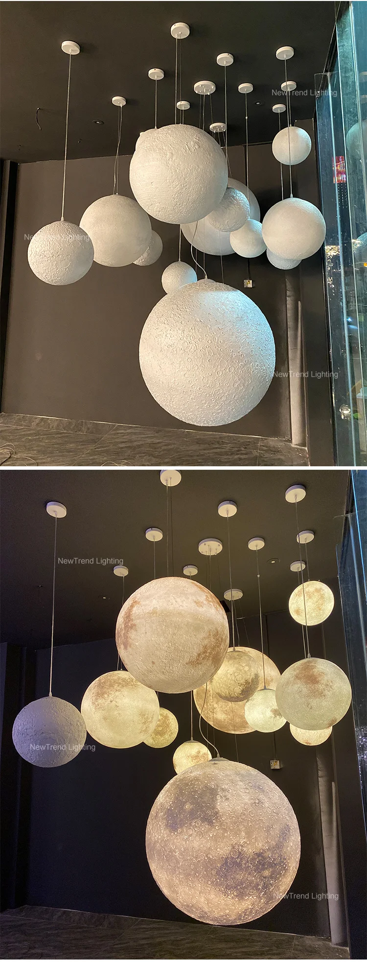 CPL-149 New Design Indoor Decoration Hotel Lobby Banquet Hall Custom Resin Moon Chandelier supplier