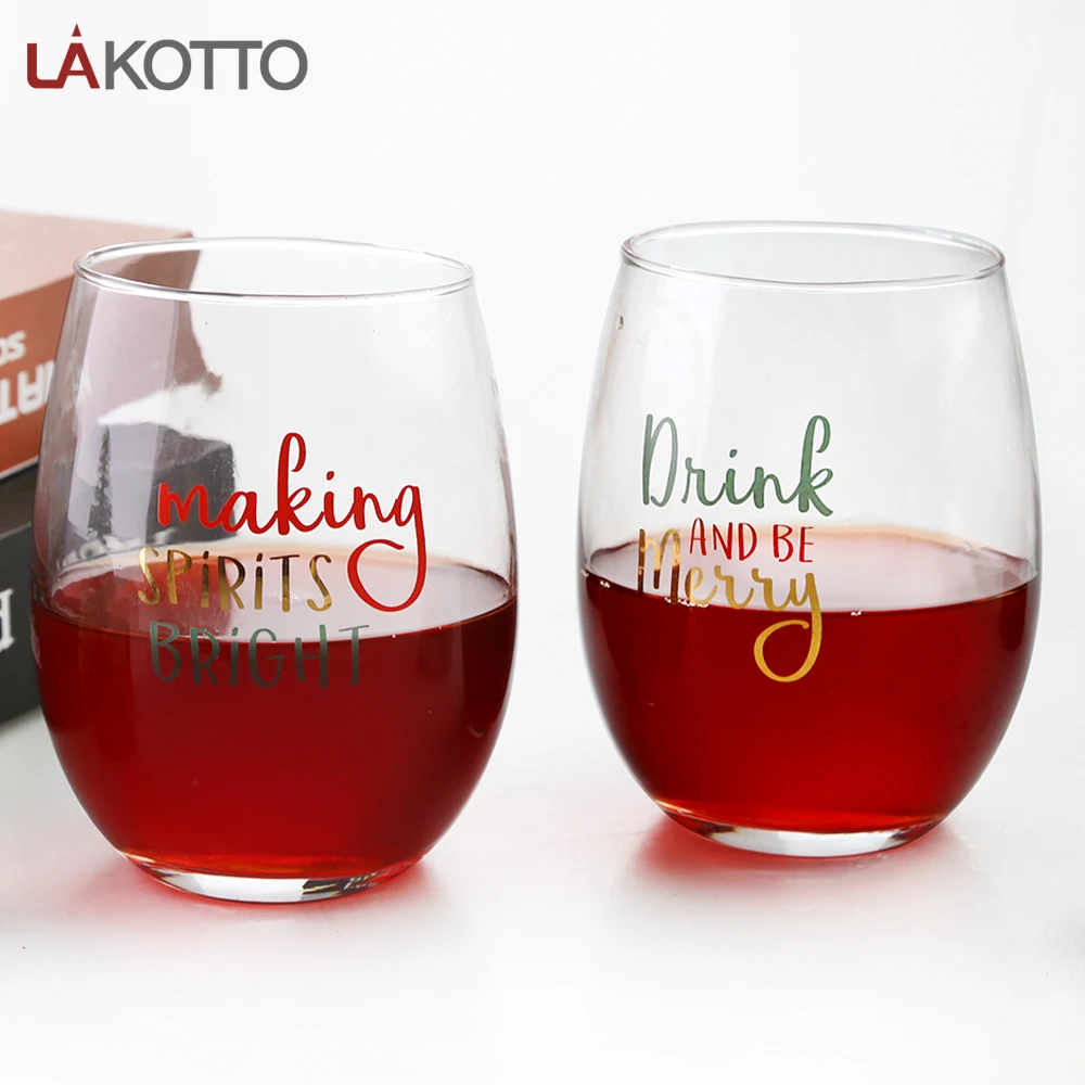 Custom etched logo tumbler glasses 600ml clear stemless wine glass for Bar