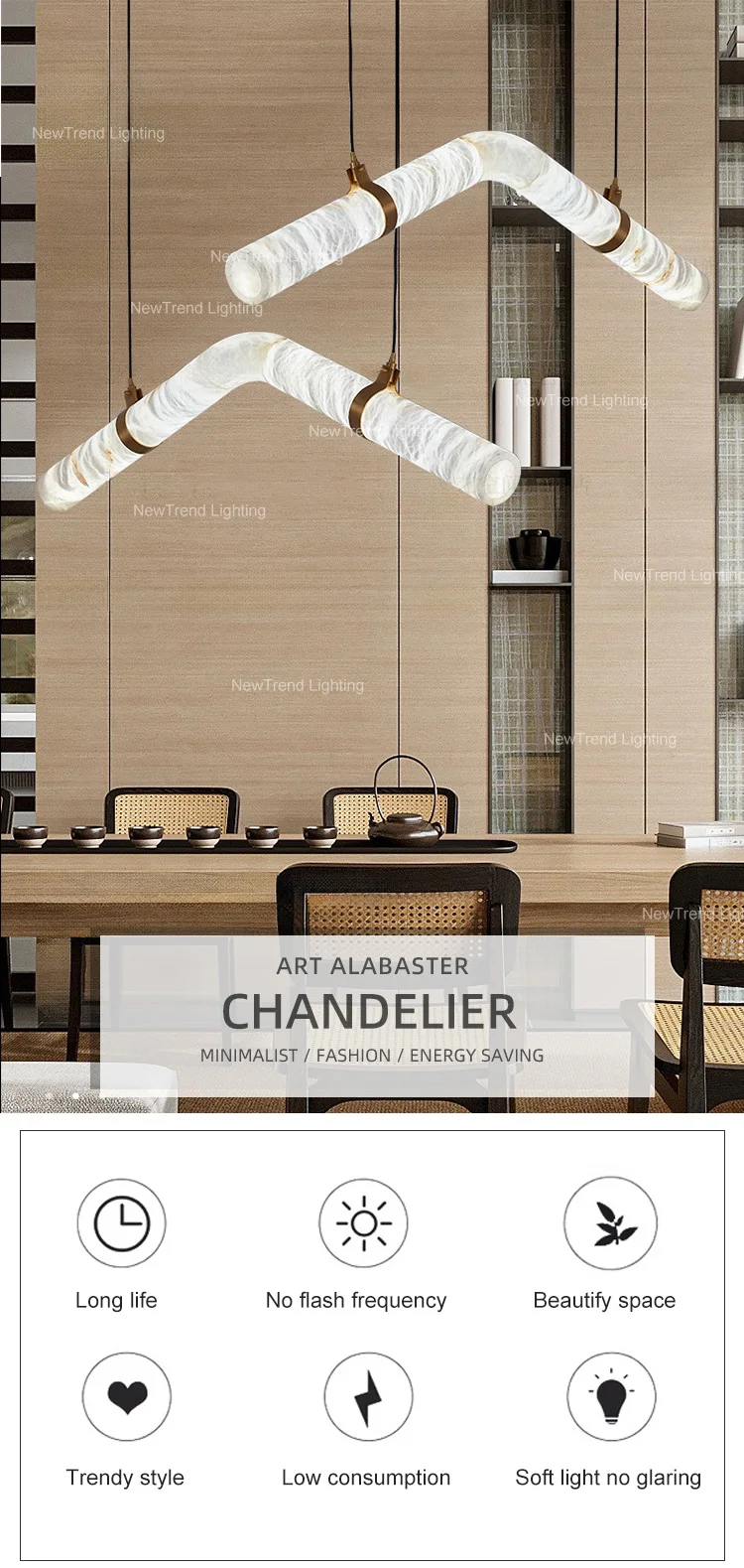 CPL-302 Contemporary Indoor Decoration Hanging Light Living Room Dining Room Home Villa Stair Modern LED Alabaster Chandelier supplier