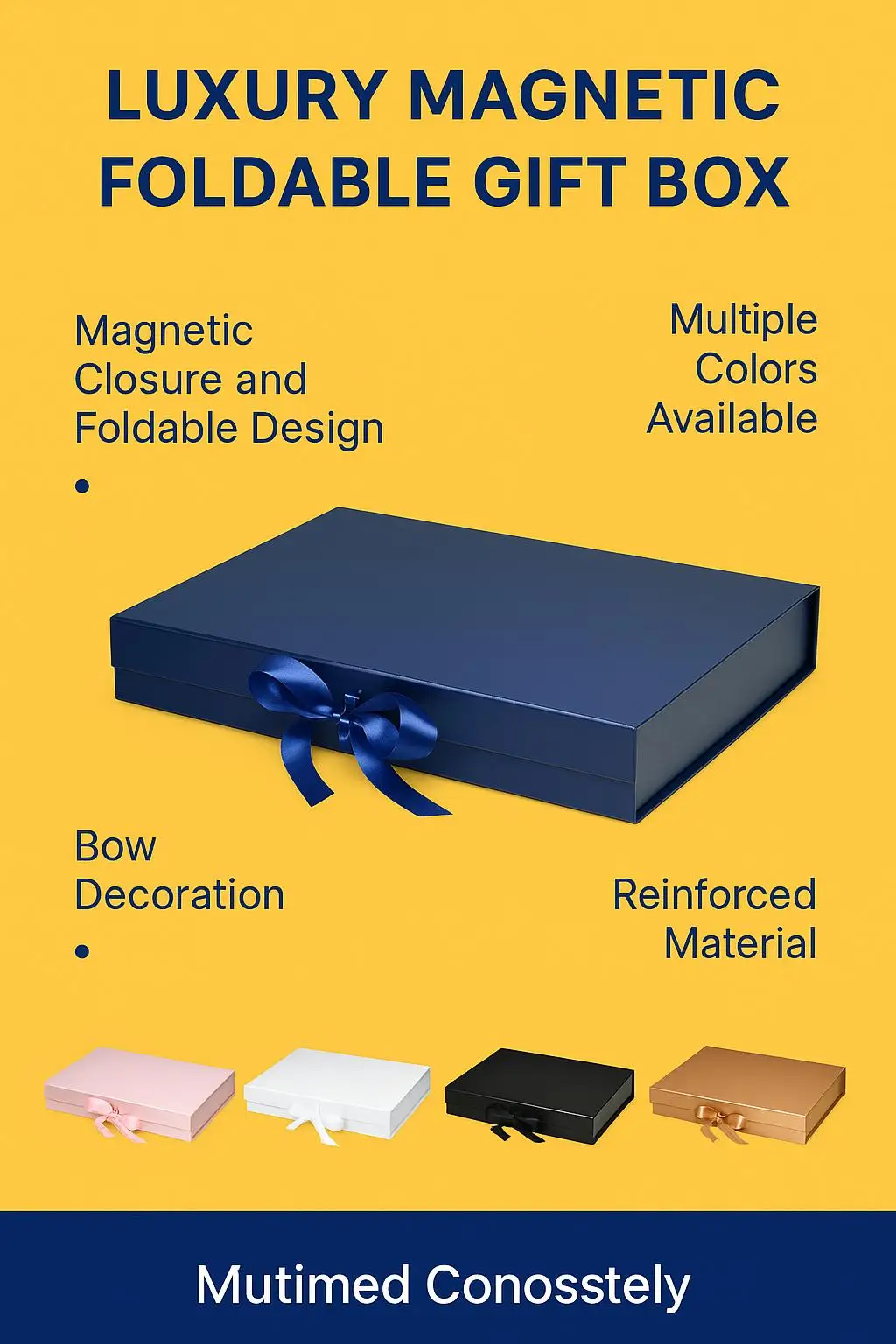 Luxury Folding Paper Cardboard Gift Box with Foldable Magnetic Ribbon Bow Closure Customizable Logo for Weddings Candies Candles - detail 3