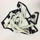 Black Scarf Classic Pattern Black And White Spots Silk Twill Head Large Square Scarf 90*90cm