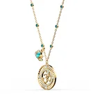 Green Round Necklace New Mysterious Golden Green Diamond Hollow Round Lotus Necklace