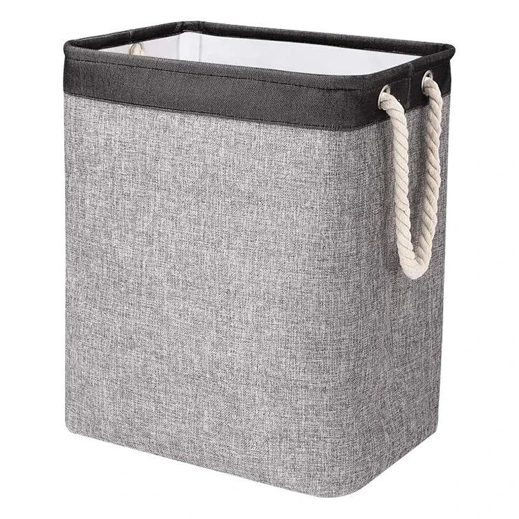 Folding Laundry Basket With Lid Dirty Clothes Organizer Cotton Linen Dirty Laundry Basket with Inner Bag