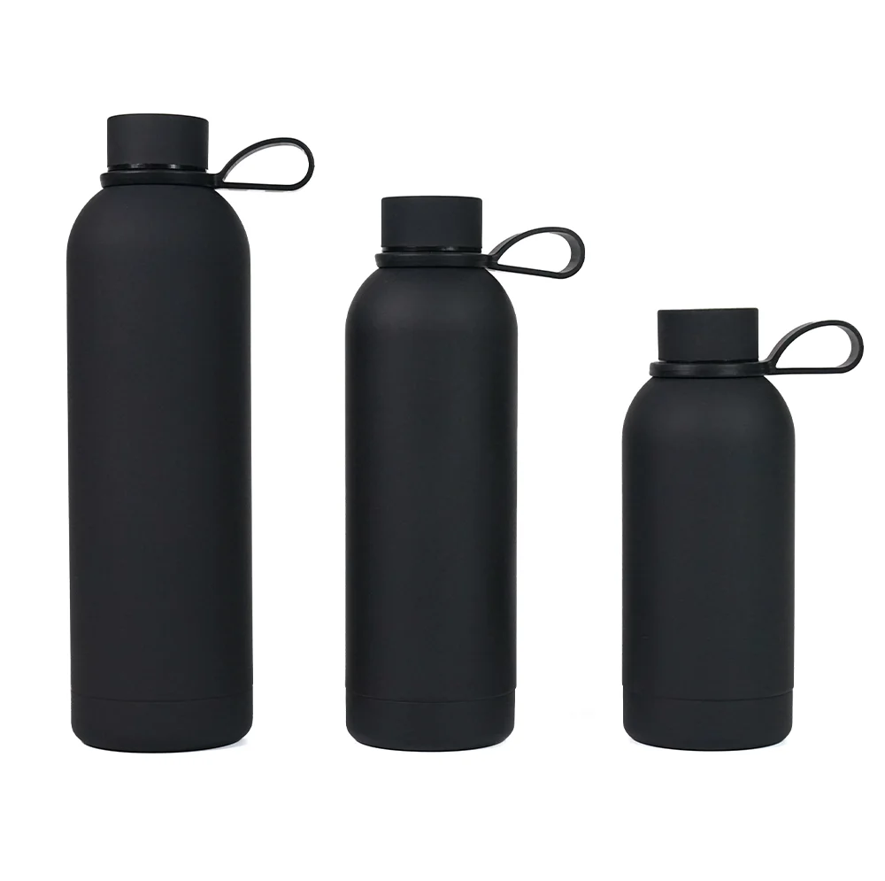 Promotional Black  New  Car Nice Wide Mouth Vacuum Pink Double Walled 3 Set Big Stainless Steel Water Bottle With Straw