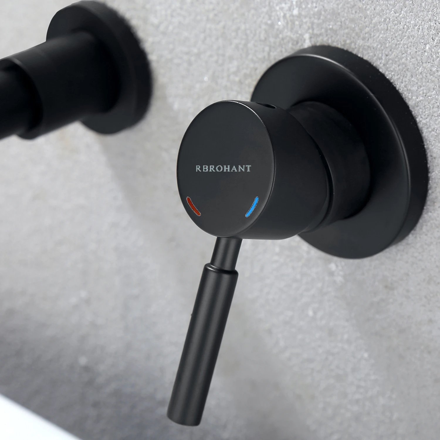 Wall Mounted Hot Cold Water Supply Matt Black Finish Brass Single Handle Wash Basin Mixer