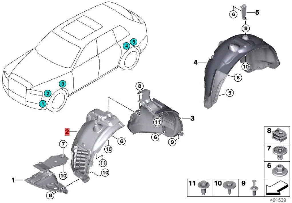 product front wheel fender liner front section nylon fleece composite for rolls royce cullinan suv 51717441321 51717441322 lining703-2