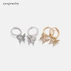 Jewelry Butterfly Cute Brass Jewelry Birthday Gift White Zircon Drop Butterfly Earrings
