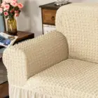 Universal 1 Piece Fitted Couch Cover For 3 Seaters Washable High Elastic Durable Seersucker Fabric Sofa Slipcover