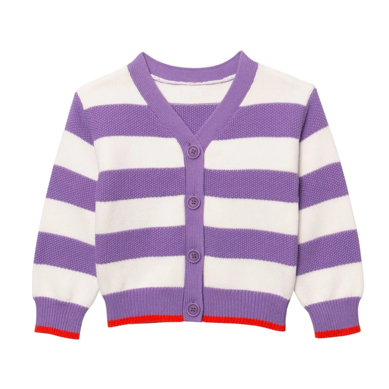 Fashion ins style winter stripe baby girls sweater knitted pullover kids cardigan sweater