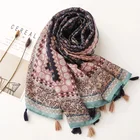Scarf Wholesale Cotton And Scarf Tassel Style Printed Women's Shawl Scarf