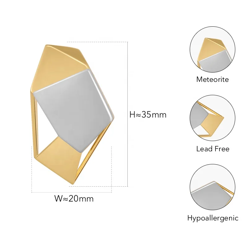 Original Design 18K Gold Plated Brass Jewelry New In 3D Meteorite Ear Stud Mujer Piercing For Women Gift Earrings E221441