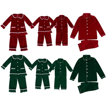 2022 winter women sleepwear set matching velvet lace pajamas adult pjs luxury christmas pyjamas family