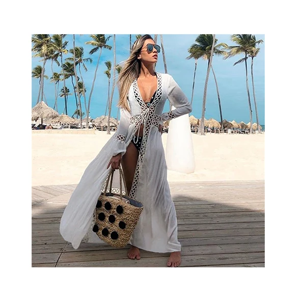 White Bikini Cover Up Maxi Beach Dress 