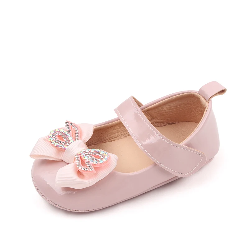 Baby Girls Diamond Bow Small Leather Shoes New Shallow Mouth Single Shoes Princess Shoes supplier