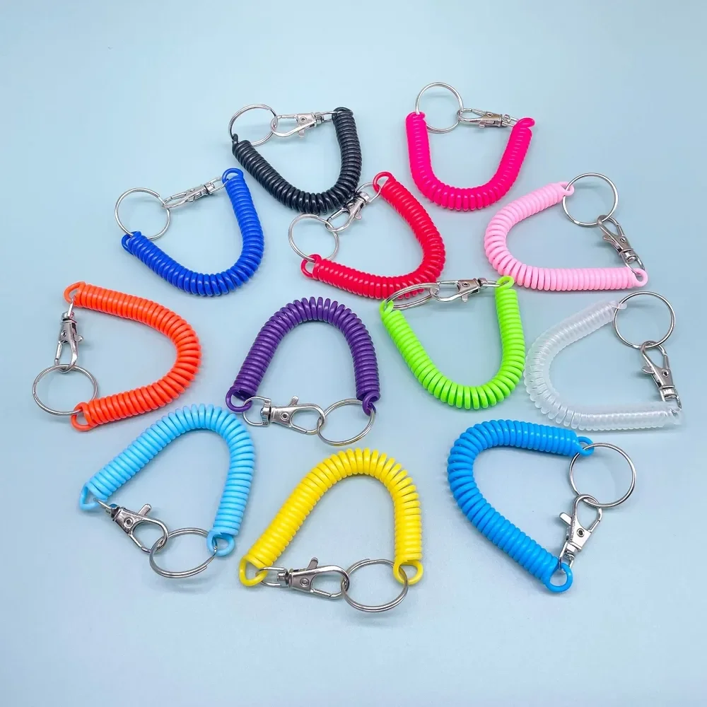 Uxcell Retractable Coil Spring Keychain Clasp With Key Ring 205mm, 2