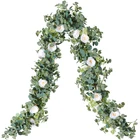 Artificial Flower Wholesale Artificial Eucalyptus Garland With Silk Rose Flower Rose For Wedding And Home Decor