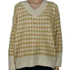 Knit Jacquard Sweater Custom Plus Size Yellow Fashion 2020 Loose Winter Knit 3D Jacquard V Neck Women Sweater Pullover