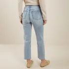 Jeans Wholesale Custom Popular Cotton Blue Ladies Washed Denim Straight Leg Jeans Women Jeans Pants