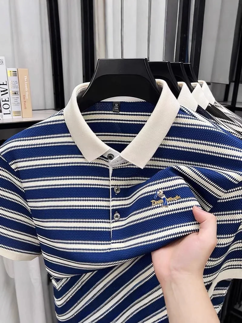 Summer New Men's Short-sleeved T-shirt Fashion Brand Hip-hop turndown Base Shirt Top for Men