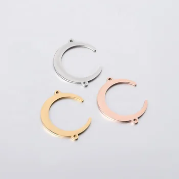 Silver/Gold/Rose gold color high polish accessories stainless steel gold moon charm for DIY jewelry necklace bracelet making