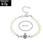 Jewelry 14K White Gold Fashion Pearl Beads Crystal Gemstone Planet Pendant Bracelet Jewelry For Women Girls