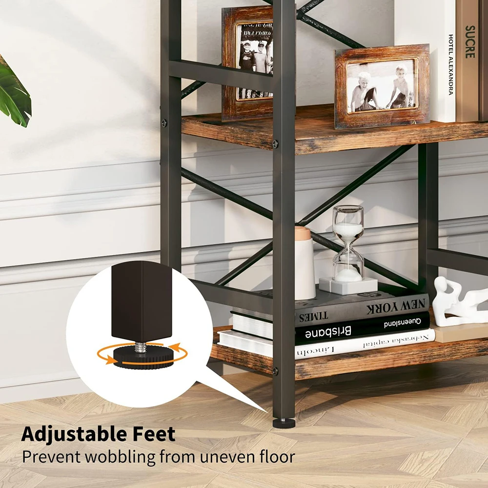 product 3 tier wooden industrial bookcase rustic etagere book shelf storage organizer living room bedroom home office hotel rustic-8