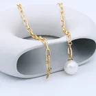 Pearl Necklace Classic Simple Women's Gold Plated Pearl Jewelry Necklace