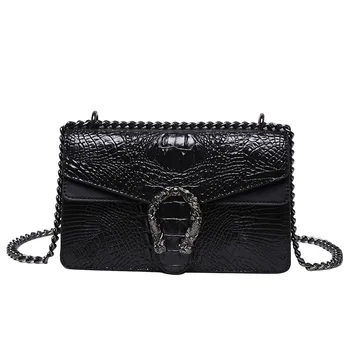 Famous Brand Ladies Long Chains Shoulder Purse And Handbags Luxury Designer Alligator Pattern Crossbody Bags