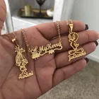 Sterling Silver Silver 925 Sterling Silver Custom Kids Name Necklace Princess Cartoon Character Personalized Necklaces