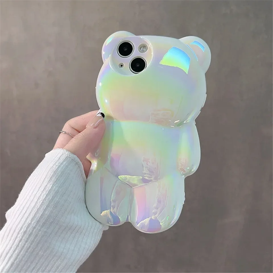 Luxury Laser Cute D Bear Phone Case For Iphone Pro Max