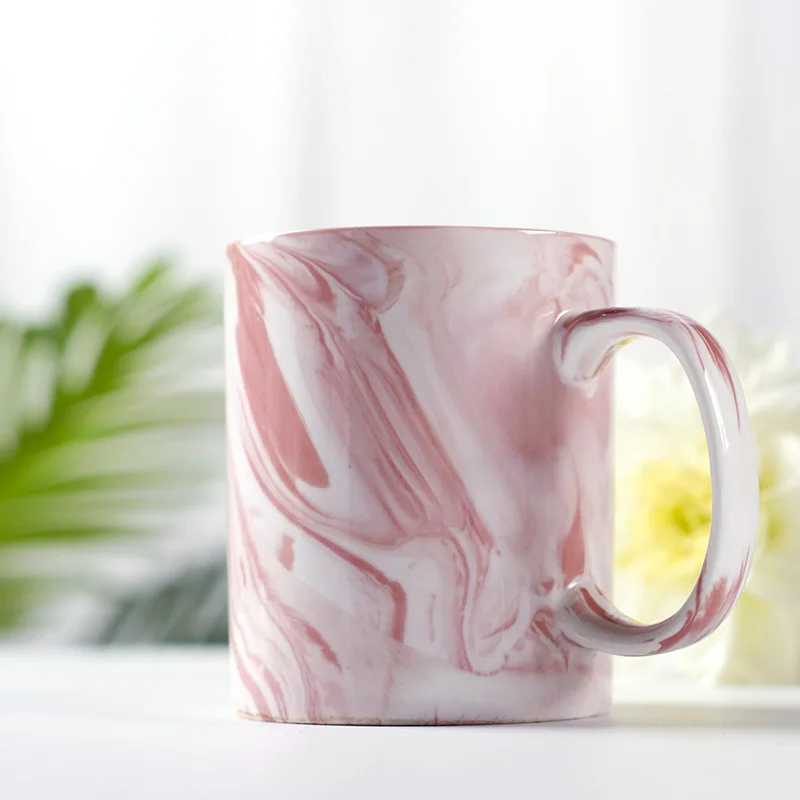 Customized Marbling Pattern Wedding Hand Gift Pink Coffee Milk Ceramic Mug Creative Marble Design Handmade Ceramic Mug