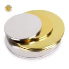 Food Grade Golden Foil 12mm Thickness Corrugated Cake Board Drum With Round Shape
