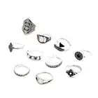 Jewelry Silver Alloy Geometric Knuckle Midi Rings Party Jewelry Antique Silver Color Ring Set For Women
