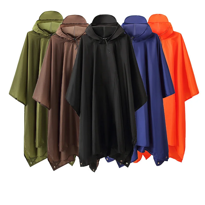 KLH493 Multifunction Waterproof Rain Poncho for Hiking Camping Outdoor Adult 3 in 1 Rainy Day Moisture-proof Pad Hooded Raincoat