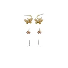 Pearl BSCI Manufacture Factory Wholesale Gold Plated Pearl Snow Flower Carved Butterfly Stud Earring Sets For Women