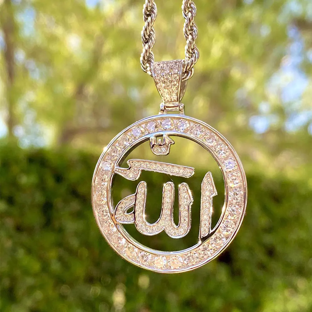 Wholesale Muslim Islamic Quran Gold Allah Pendants Women Hip Hop Bling Jewelry