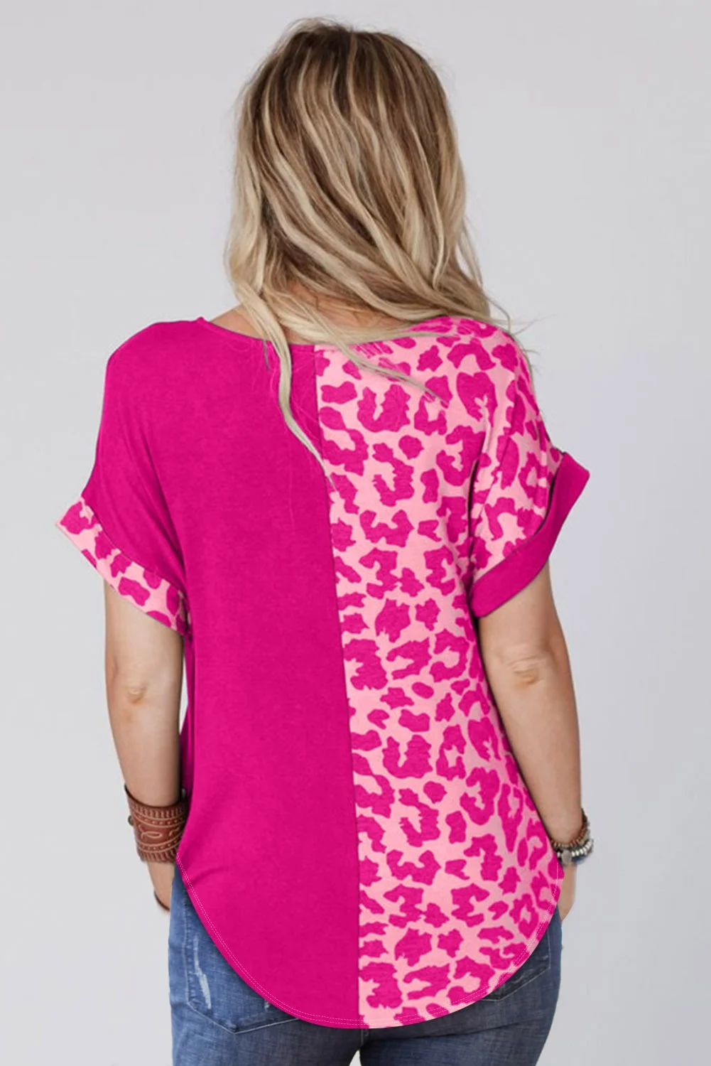 Wholesale Summer New Round Neck Short Sleeves Leopard Printed Women's T-shirts