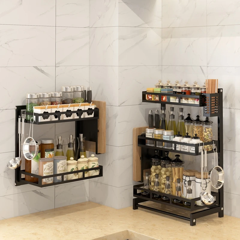 wholesale price metal bathroom price organizer spice rack shelf storage holders multi-function rotating for spices storage rack