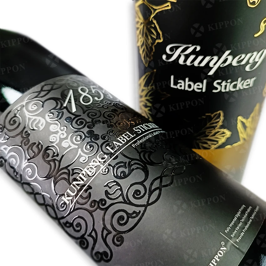 Custom High Quality Luxury Printed Wine Bottle Packaging Label Gold Foil Stamping Rich Texture Varnished Embossed Sticker