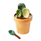 Wholesale Ceramic Flower Pot Measuring Spoon Set Custom Kitchen Ornament Cactus Shaped Measuring Spoon